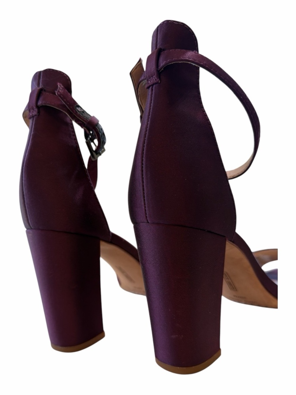 Vince Camuto Plum Block Heel Sandals Size 8 Ankle Strap Heels - Picture 13 of 14